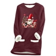 thumbnail image 3 of Feancey Womens Thermal Tunic Tops Christmas Fleece Lined Crewneck Sweatshirts Funny Santa Claus Printed Pullover Xmas Casual Loungewear Pajamas with Pockets Wine L, 3 of 4
