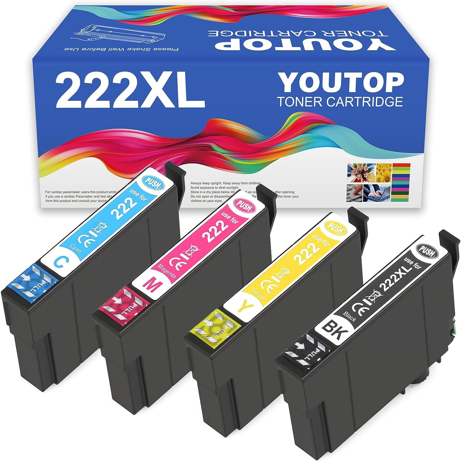 Youtop 4pk Remanufactured 222xl 222 Ink Cartridge Replacement For Expression Home Xp 5200 And 0246