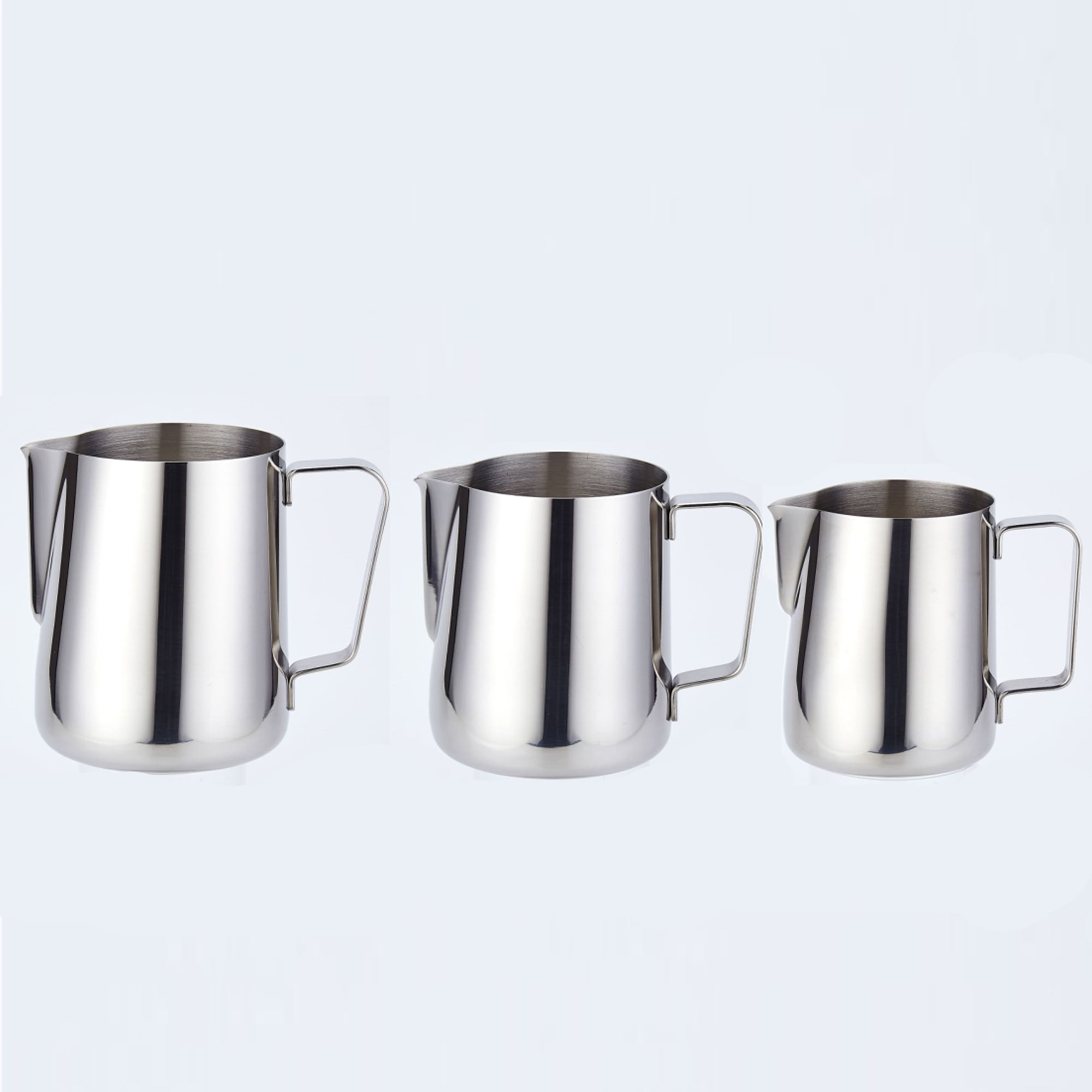 3 PACK Milk Frothing Pitcher Cup, 11.8oz/13.5oz/20oz Milk Frother Cup Stainless Steel Steaming Pitcher Milk Jug Coffee Latte Art Cappuccino Espresso Machine Accessories Barista Steam Pitchers