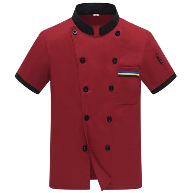 Double Chef Shirt Stand Collar Design Durable Kitchen Work Attire All Season Comfort Wear for Men