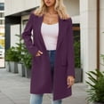 thumbnail image 2 of Womens Long Wool Blend Coat Single Trench Coat Purple L, 2 of 5