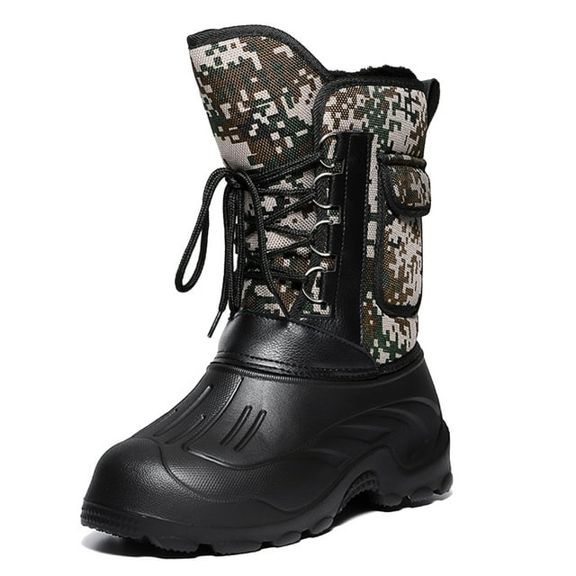 Bottes de Neige d'Hiver pour Hommes Imperméables Isolées Chaussures de Chasse Randonnée en Plein Air