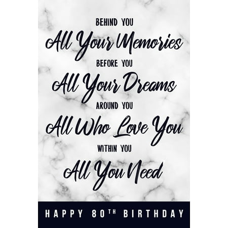 80th Birthday Ideas Behind You All Your Memories. Before You All Your Dreams. Around You All Who Love You. Within You All You Need. Happy 80th Birthday: 6x9