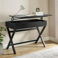 thumbnail image 2 of Linon Peggy Lift Top Stand Up Wood Desk with X-Frame Legs in Black, 2 of 12