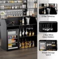 thumbnail image 3 of WARAYZ Stylish Linear Home Bar Cabinet with Charging Station, Mini Fridge Space, Wine Glass Rack, Storage Shelves & Removable Divider, 3 of 9