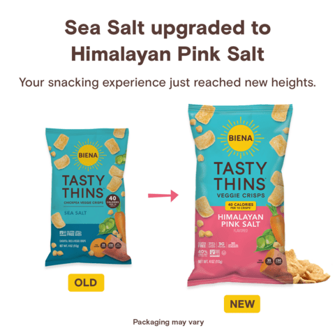 (2 pack) Biena Tasty Thins Snack Crisps, Himalayan Pink Salt Flavor, 4oz