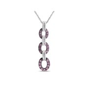 1/2 Carat T.G.W. Created Pink Sapphire and 1/6 Carat T.W. Diamond 10kt White Gold Triple-Oval Link Pendant, 17