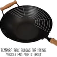 thumbnail image 4 of Joyce Chen Professional Series Nonstick Carbon Steel 14-Inch 10-Piece Wok Set, Includes Carbon Steel Nonstick Wok Pan with Lid and Maple Handles, Tempura Rack, Utensils, and Recipe Book, 4 of 8