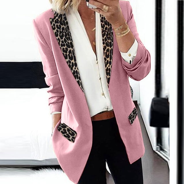 Kiplyki Wholesale Mode Cape à Revers pour Femmes, Costume de Bureau Décontracté à Encolure Léopard