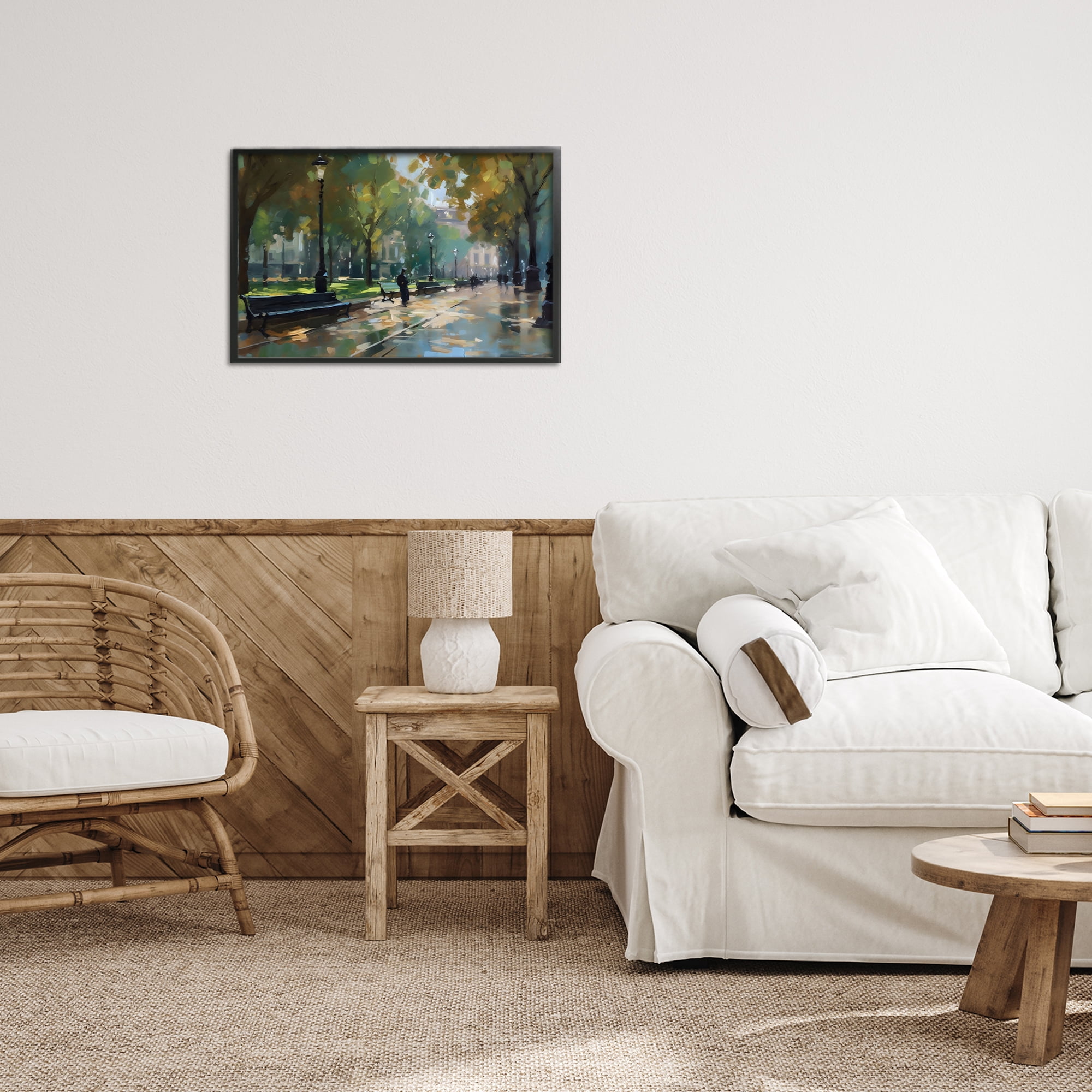 Stupell Industries Park Promenade on Rainy Day Black Framed Giclee Art, design by Creative Studio