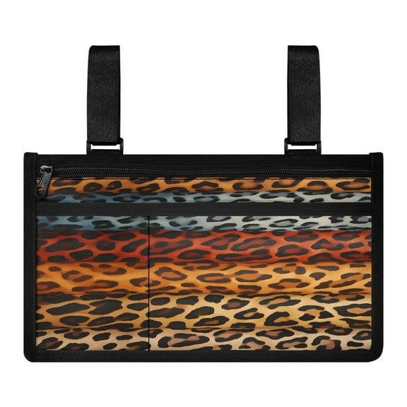 COEQINE Colored Leopard Print Wheelchair Armrest Side Hanging Storage Bag Wheelchair Side Bags for The Armrest Wheelchair Bags for Back of Chair for Seniors Wheelchair Side Arm Bags