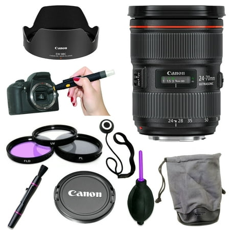 Standard Rubber Lens - Canon EF 24-70mm f/2.8L II USM Standard Zoom Lens with 3 Piece Filter Kit, Lens Cleaning Pen, Rubber Air Dust Blower, Hood, Pouch/Sleeve, Cap Keeper (8 Items)