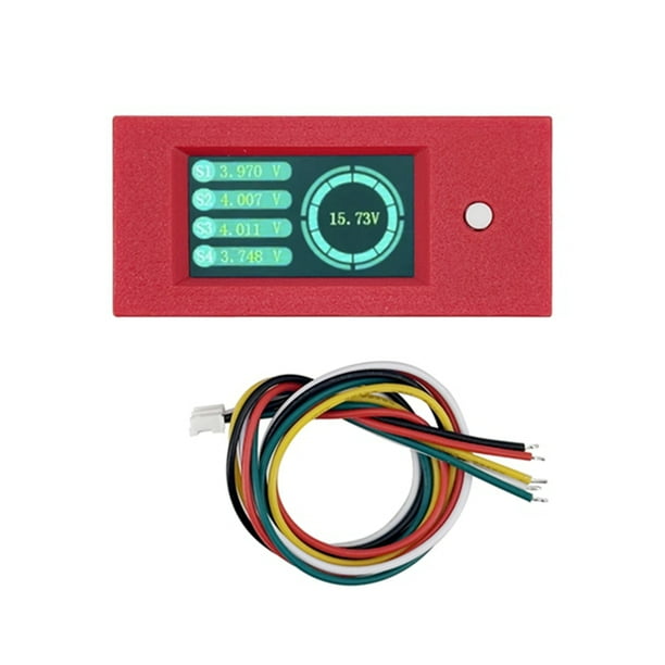 Probador de Voltaje de Batería 4S con Estuche y Pantalla TFT. Medición Precisa del Voltaje para Baterías Lipo LTO Lifepo4 4S.