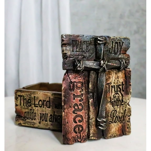 Rustic Christian Bible Scripture Friendship Faith Hope Love Grace Trinket Box