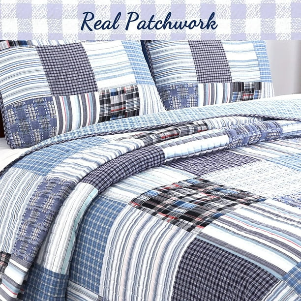 Navy blue cotton quilt discount