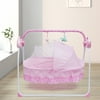 Ethedeal Pink Electric Baby Crib Cradle Auto-Swing Newborns Bassinets Sleep Bed Infant Applies Babies 0-18 Months