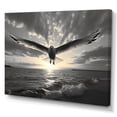 thumbnail image 2 of Designart "Seagulls in Flight Grey Beach Soar V" Animals Canvas Print, 2 of 5
