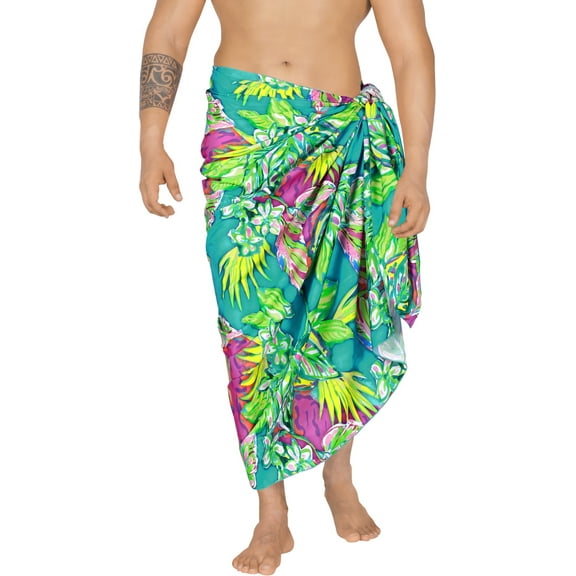 LA LEELA Men's Swim Trunk Beachwear Sarong Pareo Wrap One Size Turquoise_AAA15 Summer Vacation Party