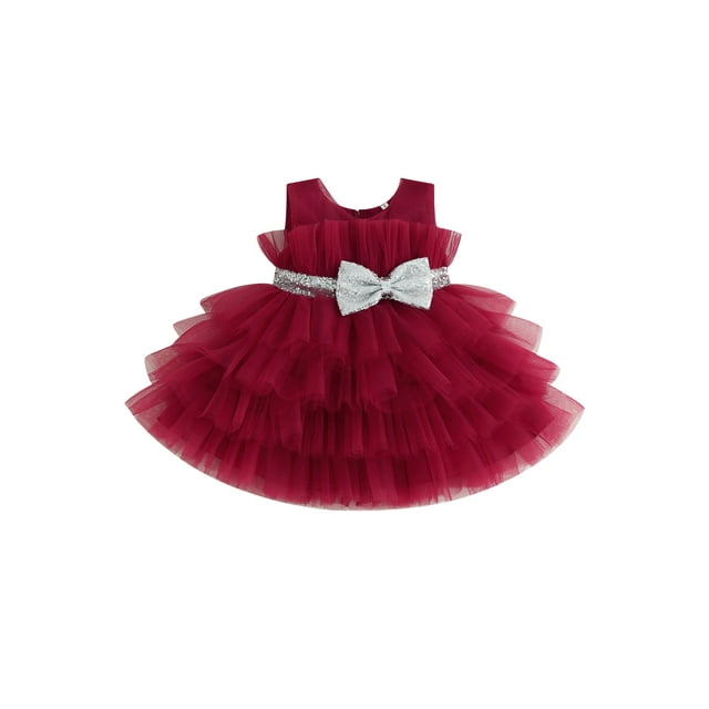 xiaxaixu Filles Robe de Bal Sans Manches Arc Mesh Tulle Tutu Princesse Robes Robe de Soirée Formelle pour Mariage d'Anniversaire