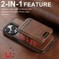 thumbnail image 2 of Allytechgroup Wallet Case for iPhone 15 Pro Max with Detachable Cards Holder, RFID Blocking PU Leather Case with Stand Support Wireless Charging Shockproof Magnetic Back Cover for Women Men, Brown, 2 of 8