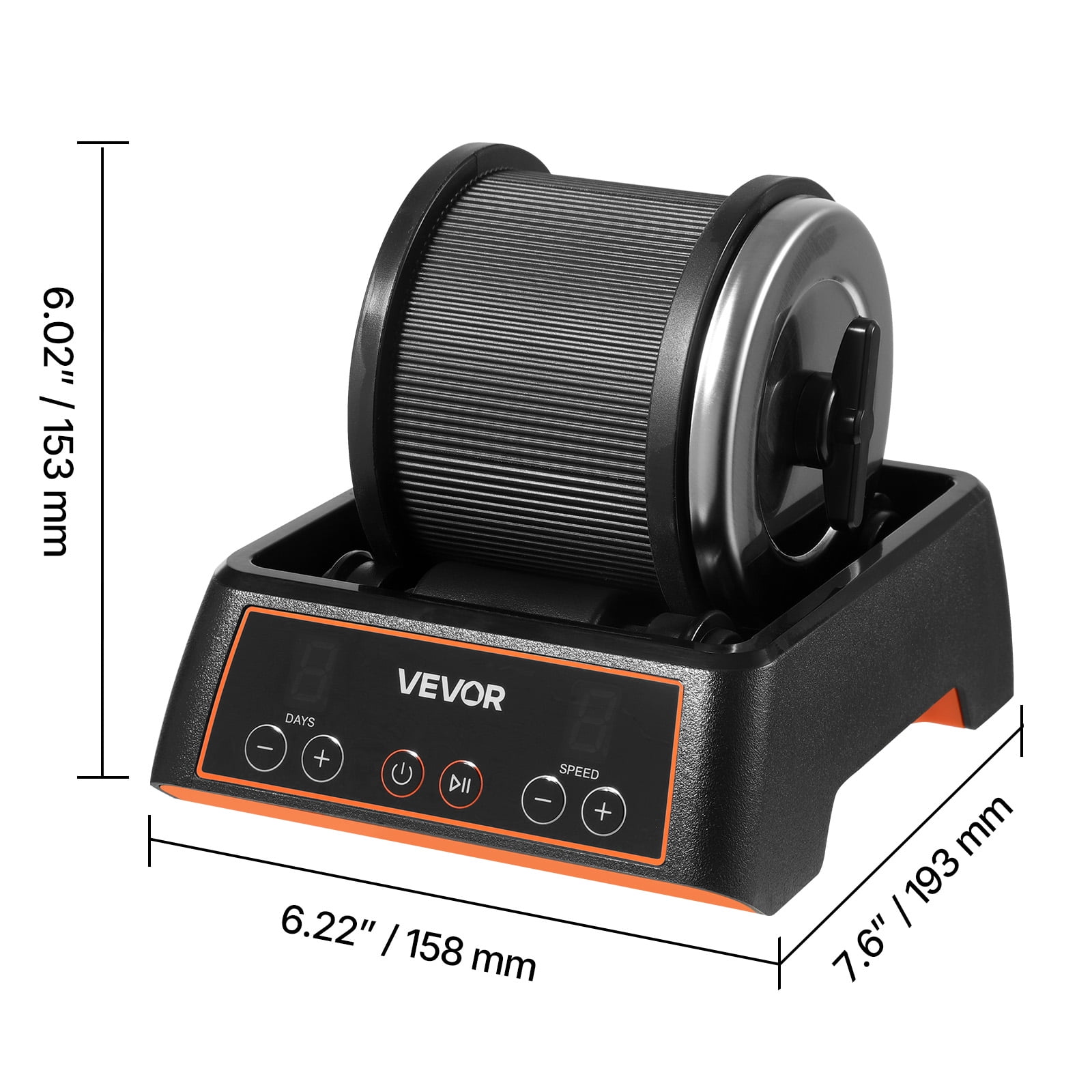 VEVOR Rock Tumbler, 1 lb Rock Polishing Machine, Rocks Tumbling Kit with 4-Speed Adjustment, 1–9 Day Timer, Direct Drive Motor Rocks Polishing Kit for Rose Quartz, Amethyst, Quiet Operation