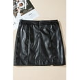 thumbnail image 5 of Women's Black High Waist PU Leather Mini Skirt with Side Slits | [ZhiHiMeRi] | (US 12-14)L, 5 of 11