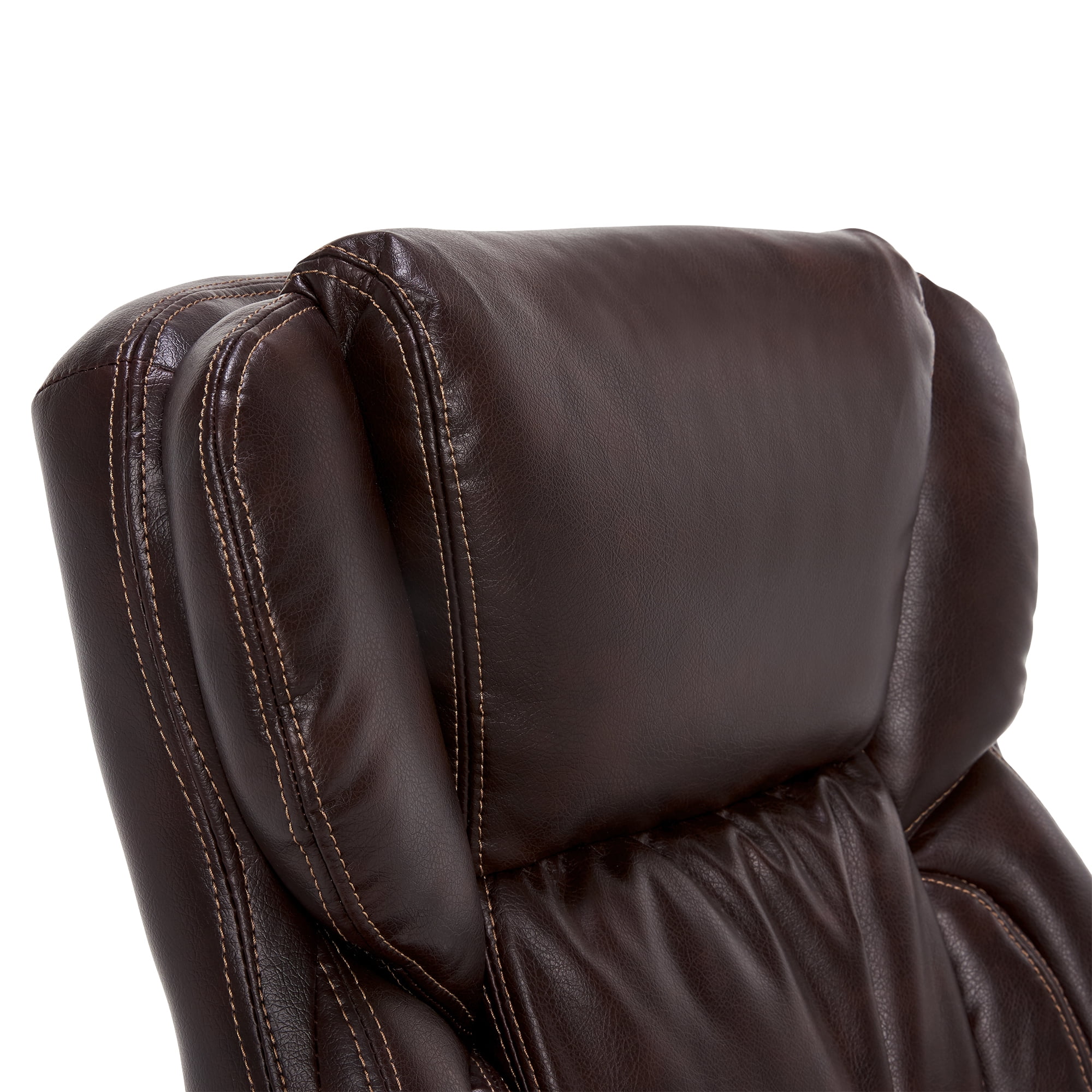 Serta Garret Executive Office Chair, Ergonomic Mid-Back with Lumbar Support, Semi-Plush Cushion and Body Pillows, Padded Armrests, Swivel Base, Bonded Leather, Brown