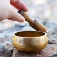 thumbnail image 2 of Tibetan Singing Bowl Set - Easy To Play for Beginners - Authentic Handcrafted Mindfulness Sound Bowl Meditation Holistic Sound 7 Chakra Healing Gift by Himalayan Bazaar (3.2 Inch, Gold), 2 of 6