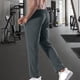 thumbnail image 4 of Pantalones largos para hombre, de color liso, de seda helada, elásticos, con cordón, informales, deportivos, para hombre, 4 of 5