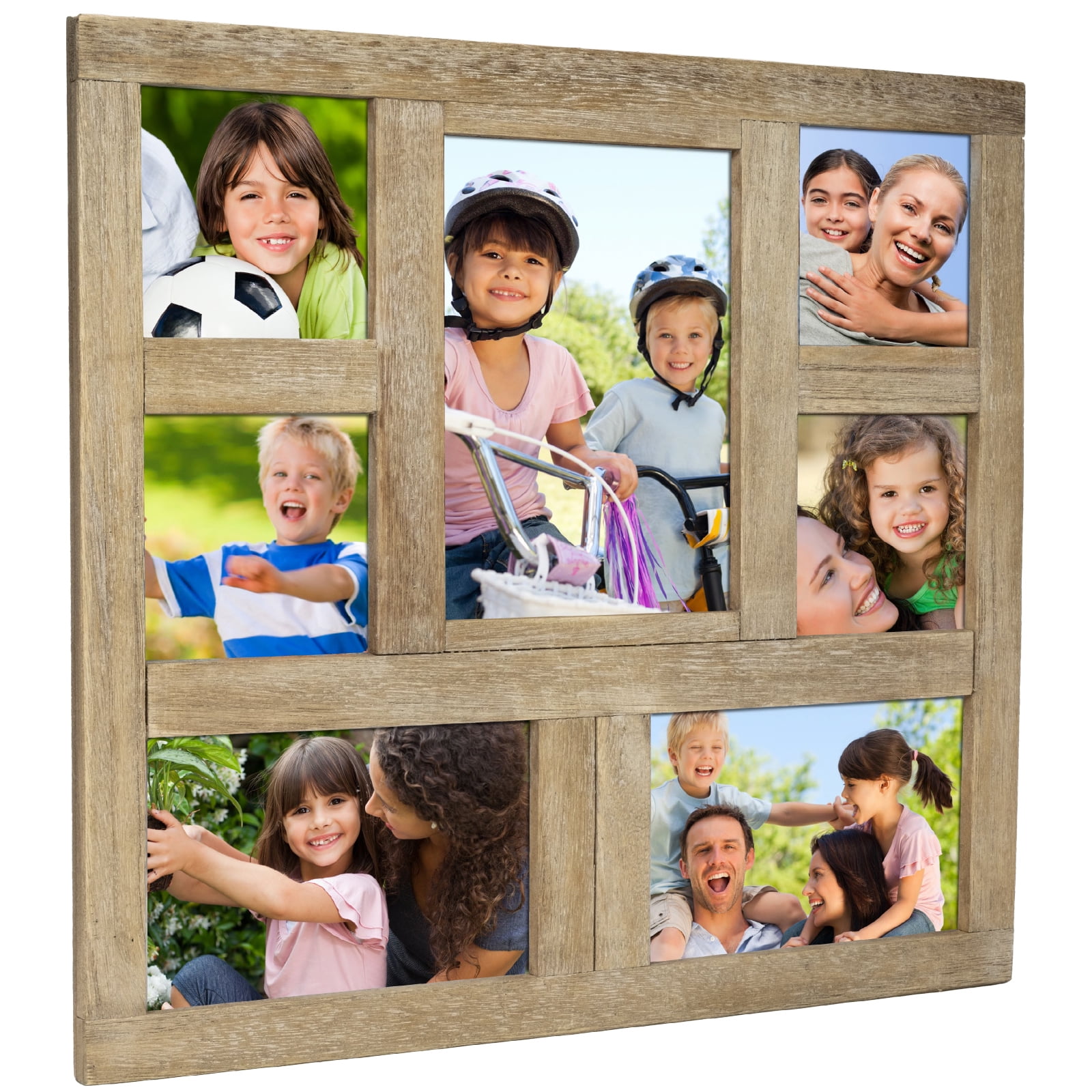 Excello Global Products Rustic Distressed Wood Collage Picture Frames Holds 7 Multiple Size