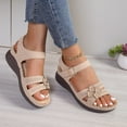 thumbnail image 6 of CQONEPT Dressy Wedge Sandals for Women: Summer Comfortable Low Heel Sandal, Open Toe Walking Orthopedic Sandals Size 6 Beige, 6 of 7
