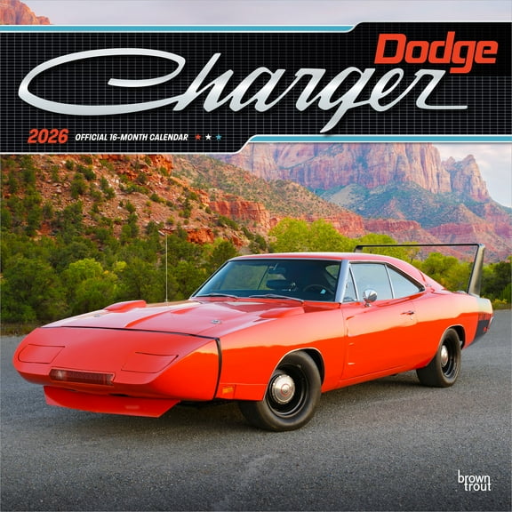 Dodge Charger Official 2026 12 X 24 Inch (Hanging) Monthly Square Wall Calendar Foil Stamped Cover Plastic-Free, (Paperback)