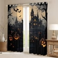 thumbnail image 2 of Feelyou Spooky Castle Curtains Pack of 2 (42x84 Each) for Teen, Gothic Pumpkin Bat Print Curtains Blackout, Halloween Theme Bedroom Curtains, Window Curtains Room Decor, 2 of 6