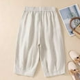 thumbnail image 4 of JIUKE Capri Pants for Women Casual Solid High Waisted Drawstring Cotton Linen Comfy Lounge Capris with Pockets, 4 of 4