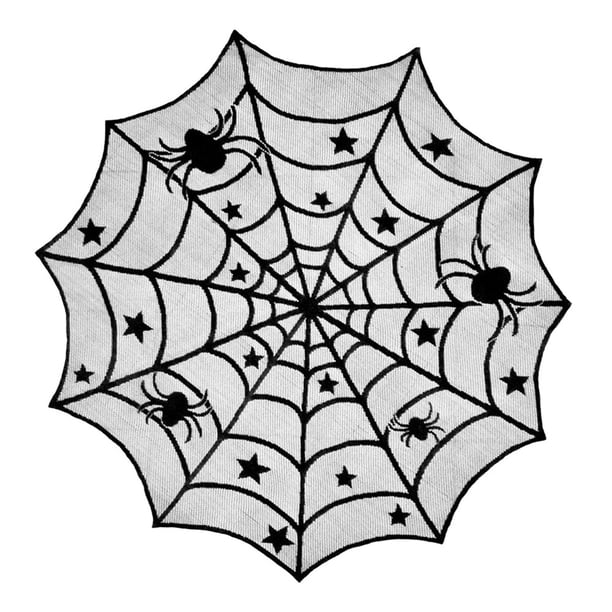 Cubierta De Mesa Gótica De Halloween Con Encaje Negro, Redonda