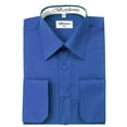thumbnail image 2 of Berlioni Italy Men's Convertible Cuff Solid Long Sleeve Dress Shirt Blue, 2 of 2