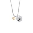 thumbnail image 2 of Delight Jewelry Goldtone Mini Heart Peace Sign Silvertone Script Initial Disc - M - Charm Necklace, 20"+3", 2 of 4