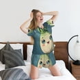 thumbnail image 5 of Daiia Adorable Kawaii Fennel Character Pattern Womens Pajama Sets Short Sleeve Pajamas for Women Sets Soft Lounge Sets Casual Round Neck Sleepwear PJS-XX-Large, 5 of 7
