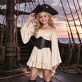thumbnail image 2 of LUOGENLI Girls Fashion Girls Pirate Dress off Shoulder Bell Sleeve High Low Ruffle Hat Halloween Cosplay Beige 9-10 Years, 2 of 9