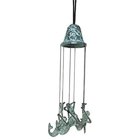 Brass Metal Coastal Sirens of The Seas Mermaid Maidens Wind Chime Patio Garden Decor