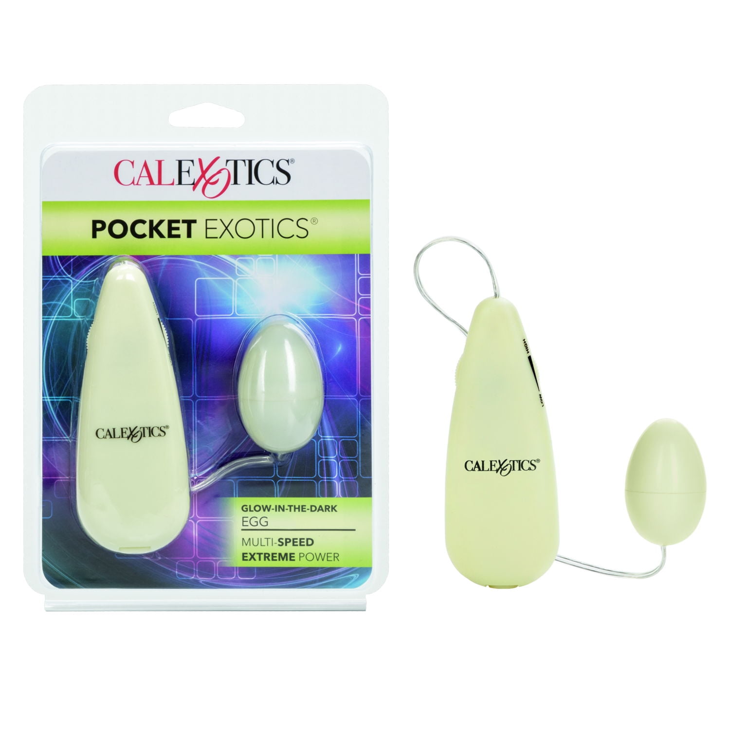 CalExotics Pocket Exotics Glow-in-the-Dark Multi-Speed Powerful Egg Vibrator - Green
