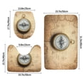 thumbnail image 2 of Bathroom Rugs Sets 3 Piece - Magnetic Old Compass On World Map Absorbent Non Slip Bath Mats, U-Shape Toilet Lid Cover, Contour Mat, Soft Washable Shower Mats Bath Rug Mat for Bathroom Tub Toilet, 2 of 7