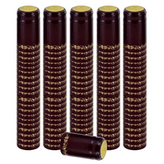 BURGUNDY/GOLD GRAPES PVC SHRINK CAPSULES 100 Pack