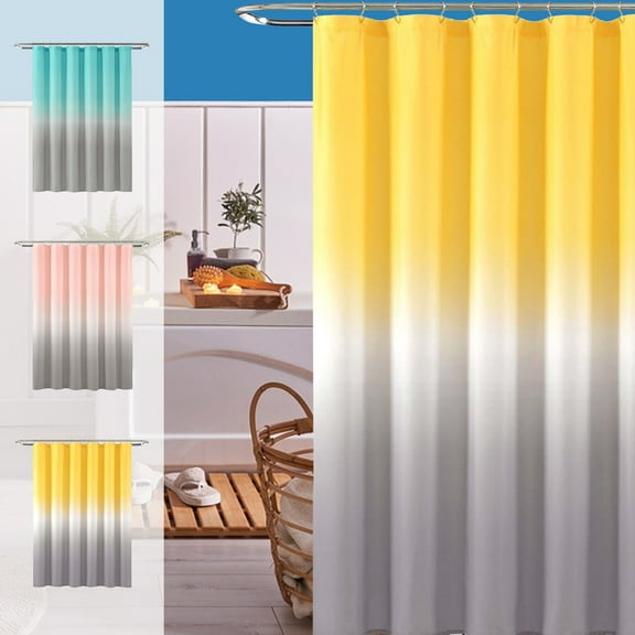 Usloyux Under $5 Shower Curtains for Bathroom,Gradual Color Design Fabric Bath Curtain for Bathroom Washable Accessories,70.9×70.9 Inch Shower Curtains with 12 Metal Hooks