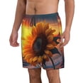thumbnail image 2 of Balery Sunset Coast Sunflower Traje de Baño Estilo Hawaiano para Hombre, Shorts de Secado Rápido con Bolsillos-Large, 2 of 6