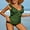 Green, variant on Charmo Ruffle Tankini Bathing Suits for Women V Neck Ruched Tummy Control Two Piece Swimsuits