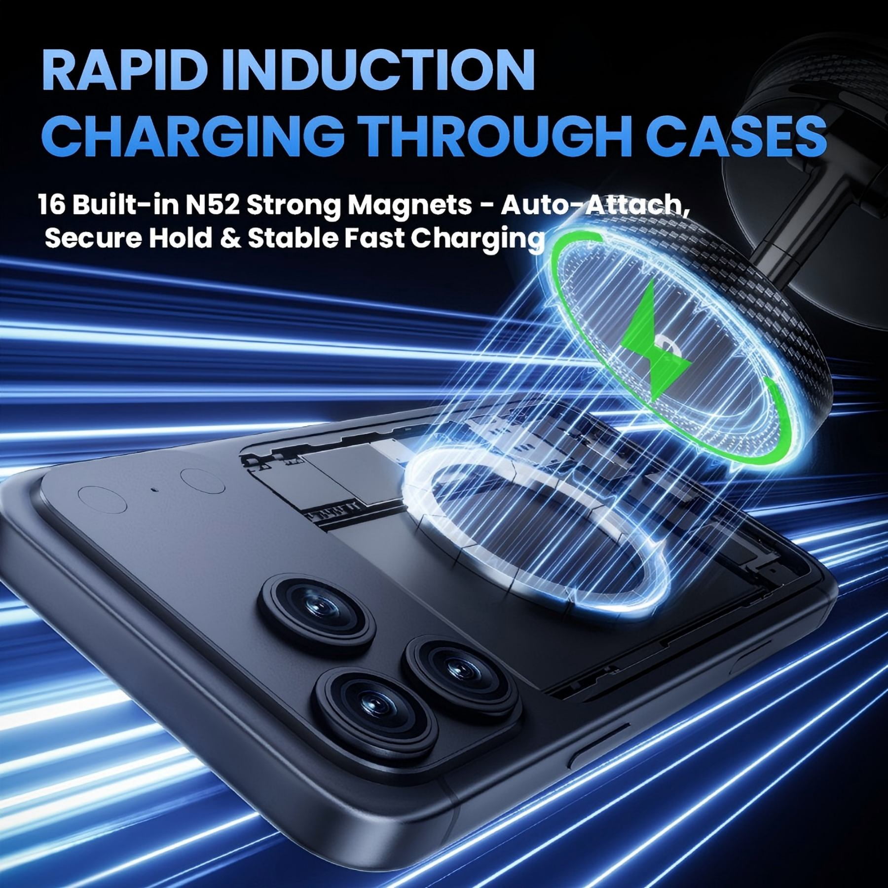 15W Fast Charging Strong Magnetic Car Mount - 120LBS Suction & 3000gf Magnet Phone Holder Charger for iPhone 12-17 Magsafe Charging