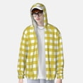 thumbnail image 3 of Pofeuu Yellow Checkboard Print Sun Protection Outdoor Lightweight Full Zip UV Cooling Hoodie Long Sleeve Summer Clothing for Outdoor Hiking-Small, 3 of 5