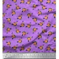thumbnail image 1 of Soimoi Purple Cotton Cambric Fabric Leaves & Grandiflora Roses Floral Print Fabric by the Yard 56 Inch Wide, 1 of 3