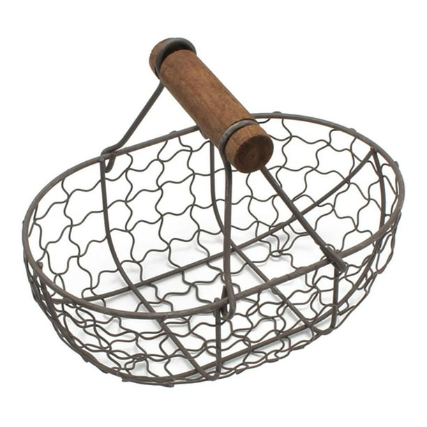 Cesta de frutas de cocina,Cesta de pan de alambre de metal,Cesta Metálica con Asa,Cesta de almacenamiento de alimentos de alambre de metal,Cesta organizadora de almacenamiento de aperitivos de